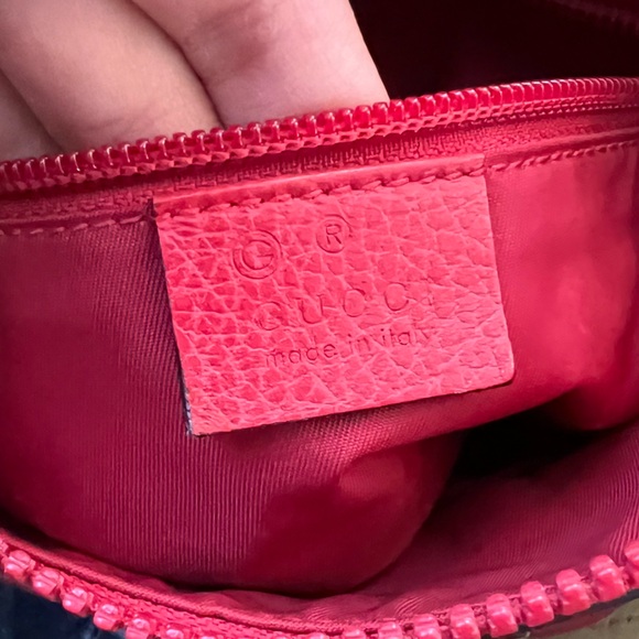 Gucci GG Red Nylon Crossbody Bag Monogram Dollar Calfskin - Picture 8 of 9